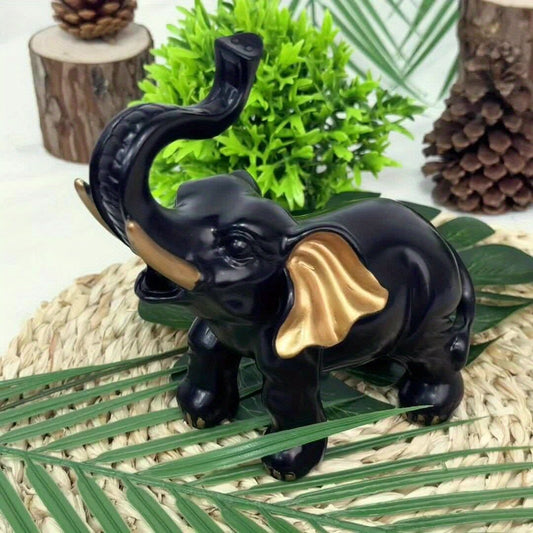 Vitality Corner - 1pc Lucky Fortune Elephant Decoration, Resin Statue Art Craft for Bookshelf Home Living V1102-SZDXBJ001