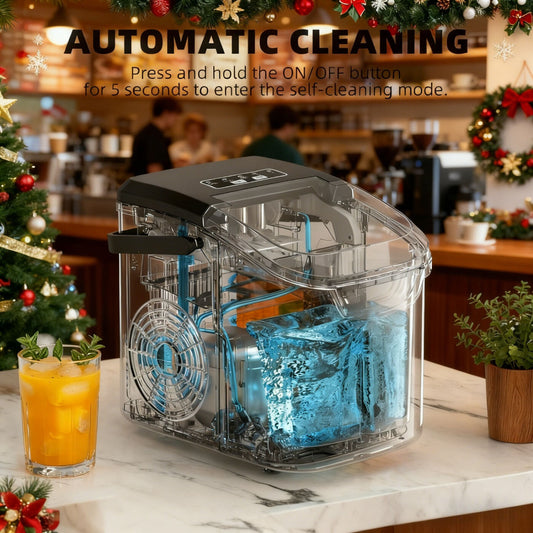 Desktop Ice Maker, Produces Ice in 6 Minutes with a Capacity of 26 Pounds, Energy-Saving 30% and Operating V1102-TSZBJ002