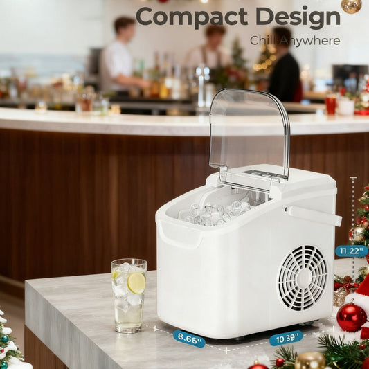 Desktop Ice Maker, Produces Ice in 6 Minutes with a Capacity of 26 Pounds, Energy-Saving 30% and Operating V1102-TSZBJ002