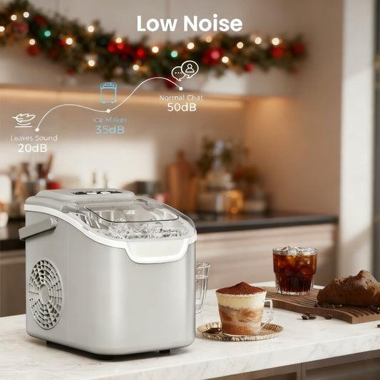 Desktop Ice Maker, Produces Ice in 6 Minutes with a Capacity of 26 Pounds, Energy-Saving 30% and Operating V1102-TSZBJ003