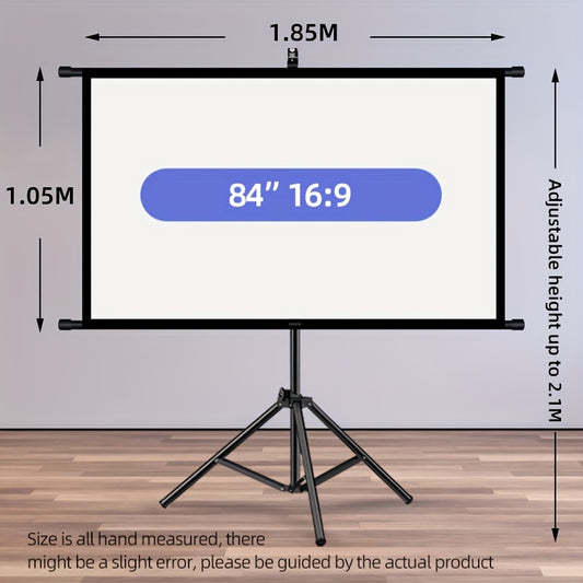 84inPortable and mobile projection screen with tripod stand, 16:9 HD format, suitable for home theater and V1102-TYYPM003