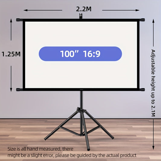 100in Portable and mobile projection screen with tripod stand, 16:9 HD format, suitable for home theater and V1102-TYYPM004
