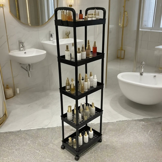 Five-Tier Rolling Cosmetics Storage Rack - Made of durable plastic, equipped with 360-degree swivel casters, V1102-WCSNJ001