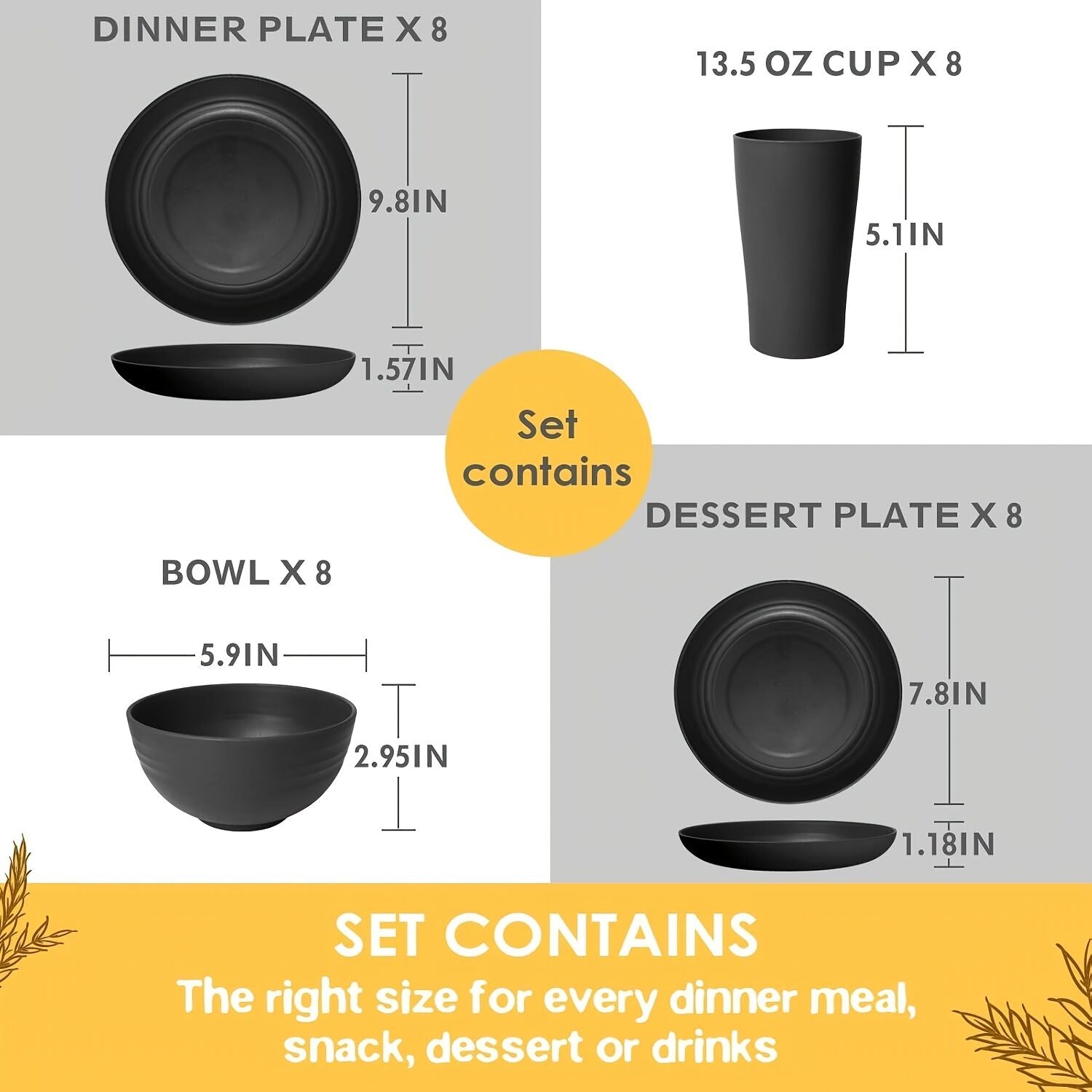 Eco-Friendly Wheat Straw Dinnerware: Stackable Design with Natural Texture, Illuminating the Sustainable V1102-XMJTZ001