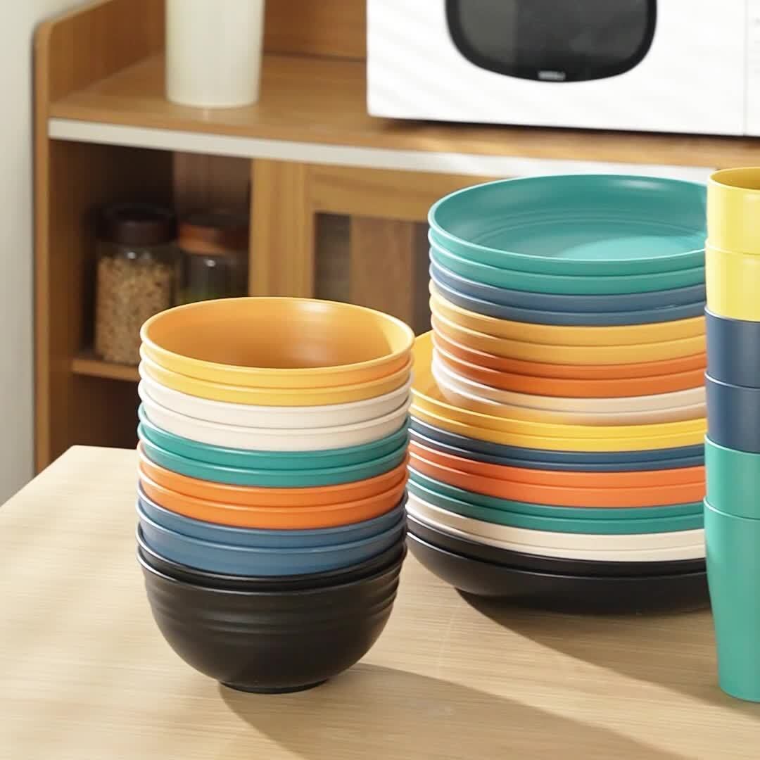 Eco-Friendly Wheat Straw Dinnerware: Stackable Design with Natural Texture, Illuminating the Sustainable V1102-XMJTZ001