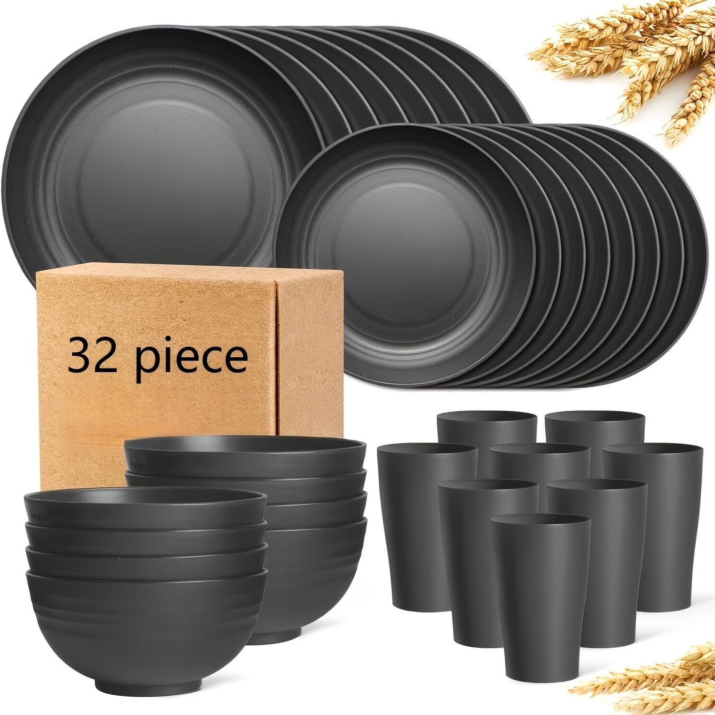 32Eco-Friendly Wheat Straw Dinnerware: Stackable Design with Natural Texture, Illuminating the Sustainable V1102-XMJTZ002