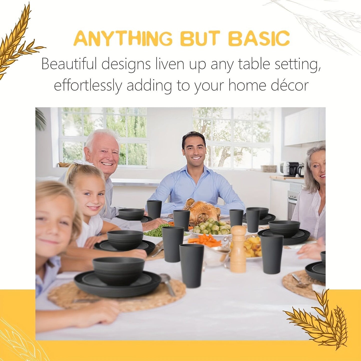 32Eco-Friendly Wheat Straw Dinnerware: Stackable Design with Natural Texture, Illuminating the Sustainable V1102-XMJTZ002