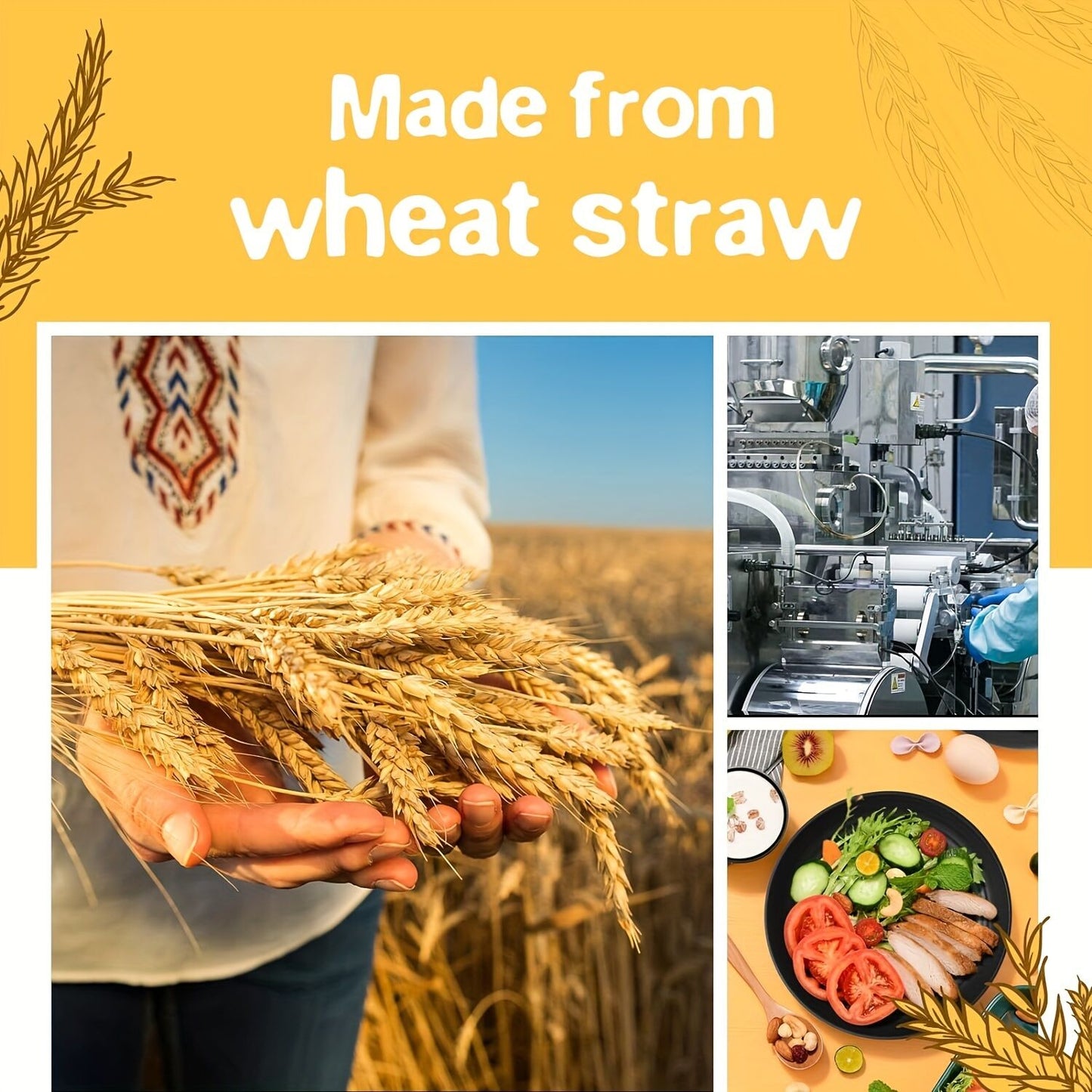 32Eco-Friendly Wheat Straw Dinnerware: Stackable Design with Natural Texture, Illuminating the Sustainable V1102-XMJTZ002