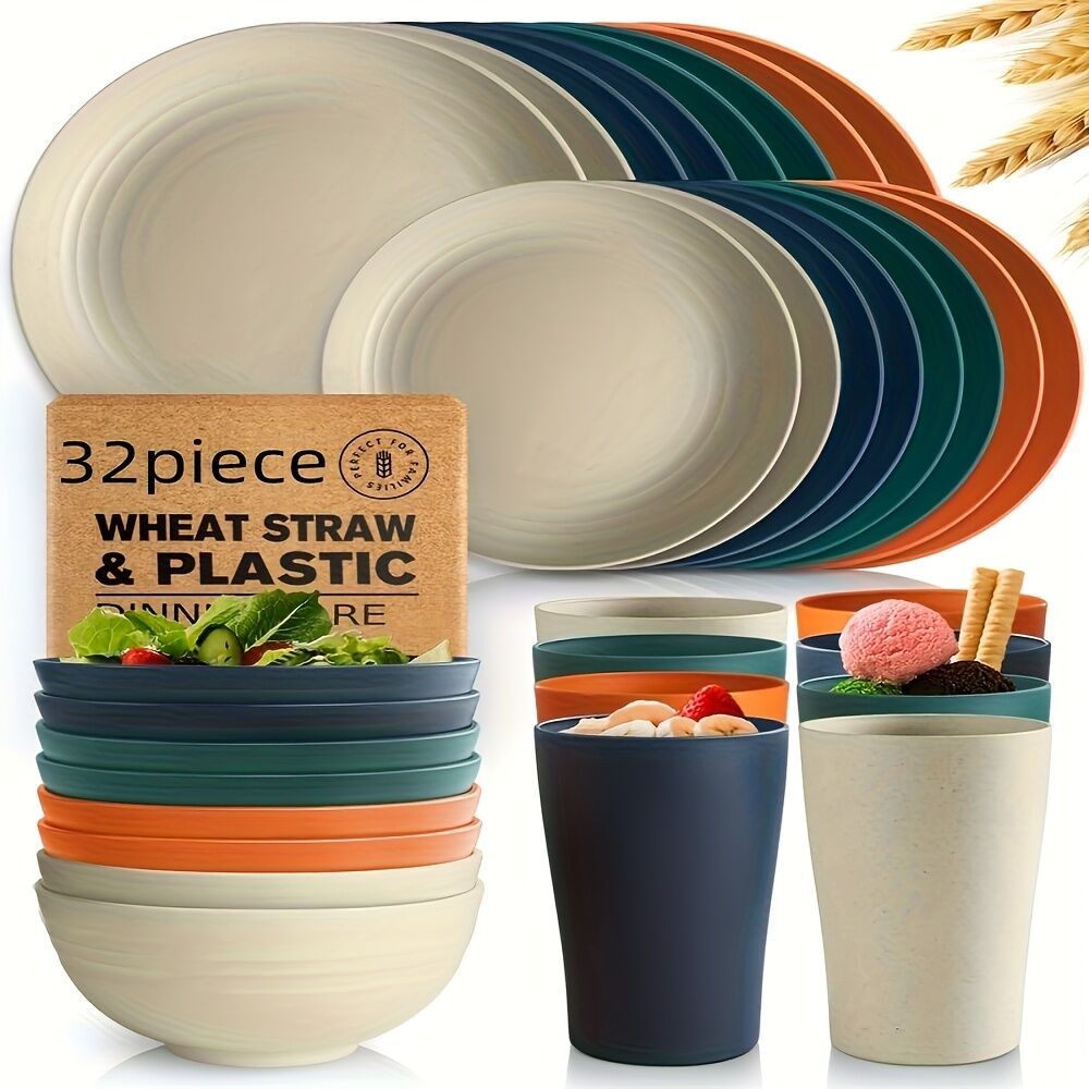 32Eco-Friendly Wheat Straw Dinnerware: Stackable Design with Natural Texture, Illuminating the Sustainable V1102-XMJTZ002