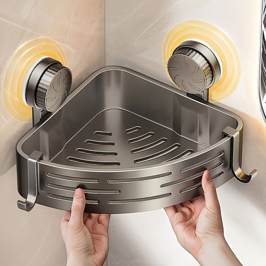 Space-Saving Suction Cup Bathroom Storage Rack | No Drilling Required, Strong Triangular Storage Shelf with V1102-XPZWJ001