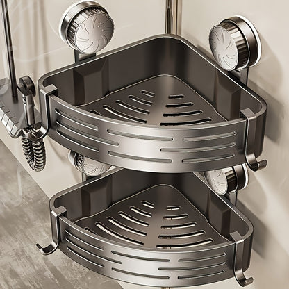 Space-Saving Suction Cup Bathroom Storage Rack | No Drilling Required, Strong Triangular Storage Shelf with V1102-XPZWJ001
