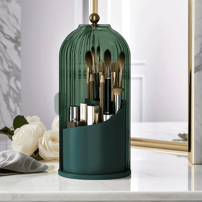 Transparent Rotating Makeup Brush Holder: 360 degrees Rotation for Easy Access, Dust-Proof with Compartments, V1102-XZHZSNH006