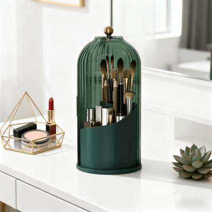 Transparent Rotating Makeup Brush Holder: 360 degrees Rotation for Easy Access, Dust-Proof with Compartments, V1102-XZHZSNH006