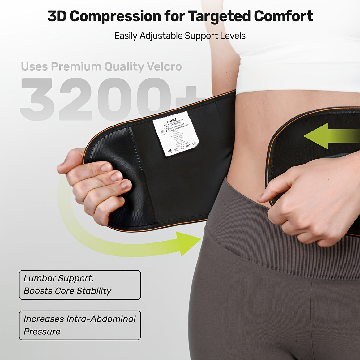Lumbar Support Belt, featuring 8X Enhanced Lumbar Support, designed with a 3D massage pad, unisex back V1102-YBZC001