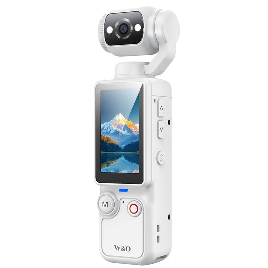 WHITE**4K HD 180 degrees Rotating Anti-Shake Action Camera|1.9-Inch Screen + 2000mAh Battery, Compact & V1102-YDXJ002
