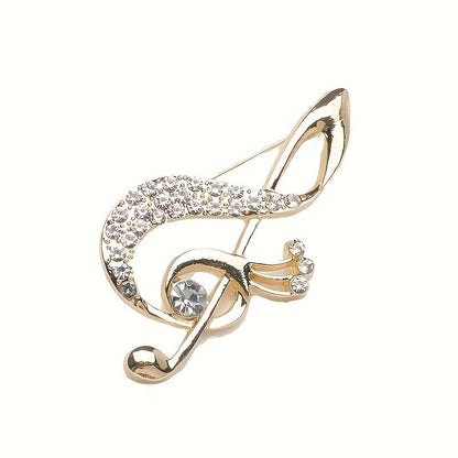 **Lively Musical Note Brooch: 5.8cm Gilded Movement, an Artistic Verse in Everyday Wear** V1102-YFXZ001