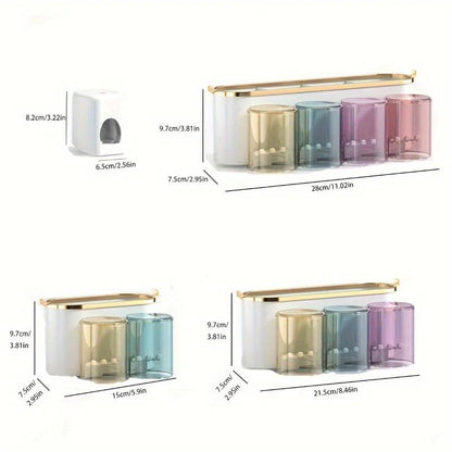 4-in-1White(three people) Wall-Mounted Toothbrush Holder | Toothbrush Storage/Toothpaste Dispenser/Storage V1102-YSJSW001