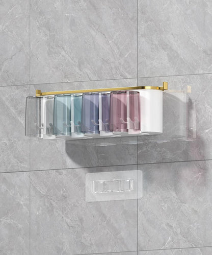4-in-1White(three people) Wall-Mounted Toothbrush Holder | Toothbrush Storage/Toothpaste Dispenser/Storage V1102-YSJSW001
