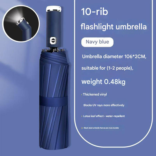 Blue Reinforced Black Coating Umbrella, featuring a 10-rib black steel frame for durability, approximately V1102-YSZM002