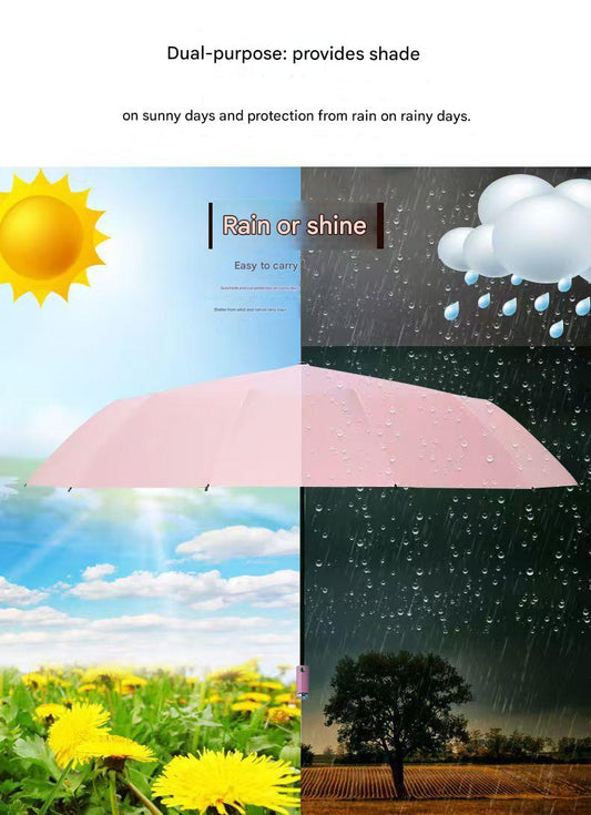 Blue Reinforced Black Coating Umbrella, featuring a 10-rib black steel frame for durability, approximately V1102-YSZM002