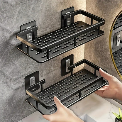 Wall-Mounted Shower Caddy: Large-Capacity, No-Drill Floating Shelf for Bathroom & Kitchen - Space-Saving & V1102-YSZWJ003