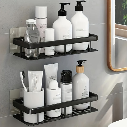 Wall-Mounted Shower Caddy: Large-Capacity, No-Drill Floating Shelf for Bathroom & Kitchen - Space-Saving & V1102-YSZWJ003