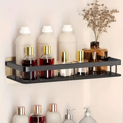 Wall-Mounted Shower Caddy: Large-Capacity, No-Drill Floating Shelf for Bathroom & Kitchen - Space-Saving & V1102-YSZWJ003