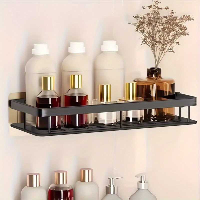 Wall-Mounted Shower Caddy: Large-Capacity, No-Drill Floating Shelf for Bathroom & Kitchen - Space-Saving & V1102-YSZWJ003