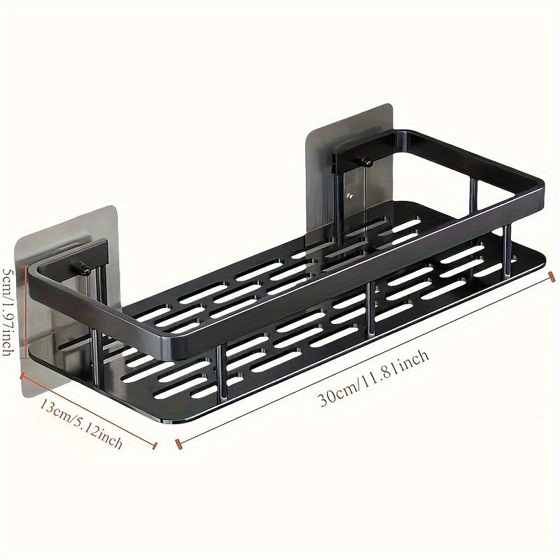 Wall-Mounted Shower Caddy: Large-Capacity, No-Drill Floating Shelf for Bathroom & Kitchen - Space-Saving & V1102-YSZWJ003
