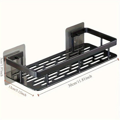 Wall-Mounted Shower Caddy: Large-Capacity, No-Drill Floating Shelf for Bathroom & Kitchen - Space-Saving & V1102-YSZWJ003
