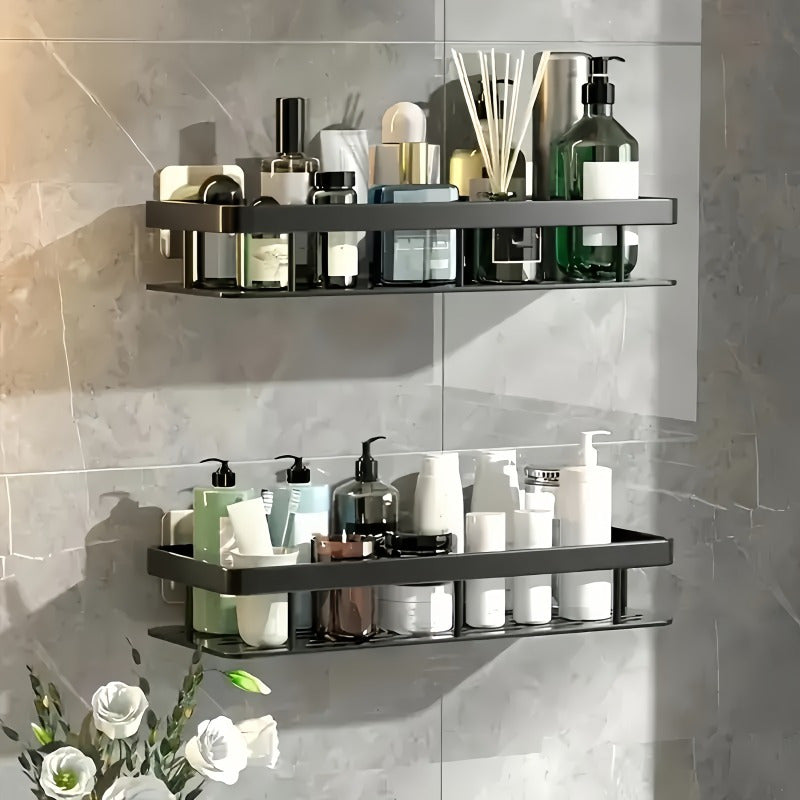 Wall-Mounted Shower Caddy: Large-Capacity, No-Drill Floating Shelf for Bathroom & Kitchen - Space-Saving & V1102-YSZWJ003