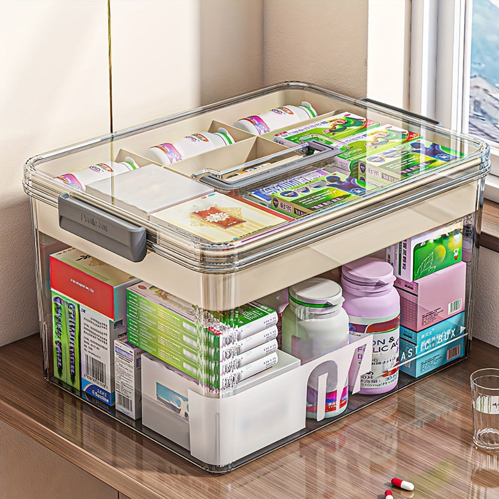 Multi-Layer Large Capacity Home Medicine Box|Compartment Storage for Emergency & Backup, Shockproof Design V1102-YXSNH001