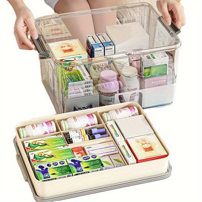 Multi-Layer Large Capacity Home Medicine Box|Compartment Storage for Emergency & Backup, Shockproof Design V1102-YXSNH001