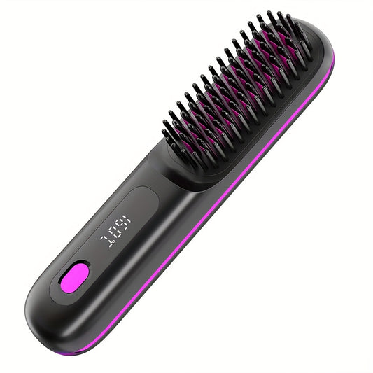 Cordless Hair Straightener Brush: Dual 2000mAh batteries for long-lasting power, fast heating, creates smooth V1102-ZFQ001