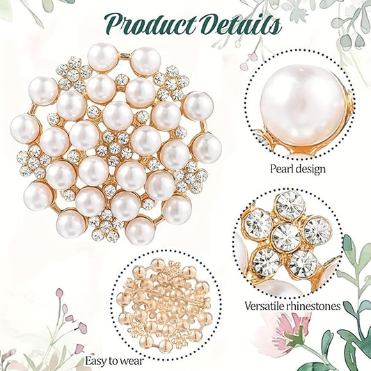 Elegant Women's Pearl Brooch, Floral Crystal and Pearl Brooch for Women's Dance Party Wedding Bride Fashion V1102-ZHZSXZ001