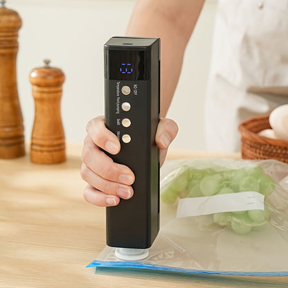 **1pc black Portable Wireless Vacuum Sealer|USB Charging Compact Design, One-Touch Sealing for Long-Lasting V1102-ZKFKJ002