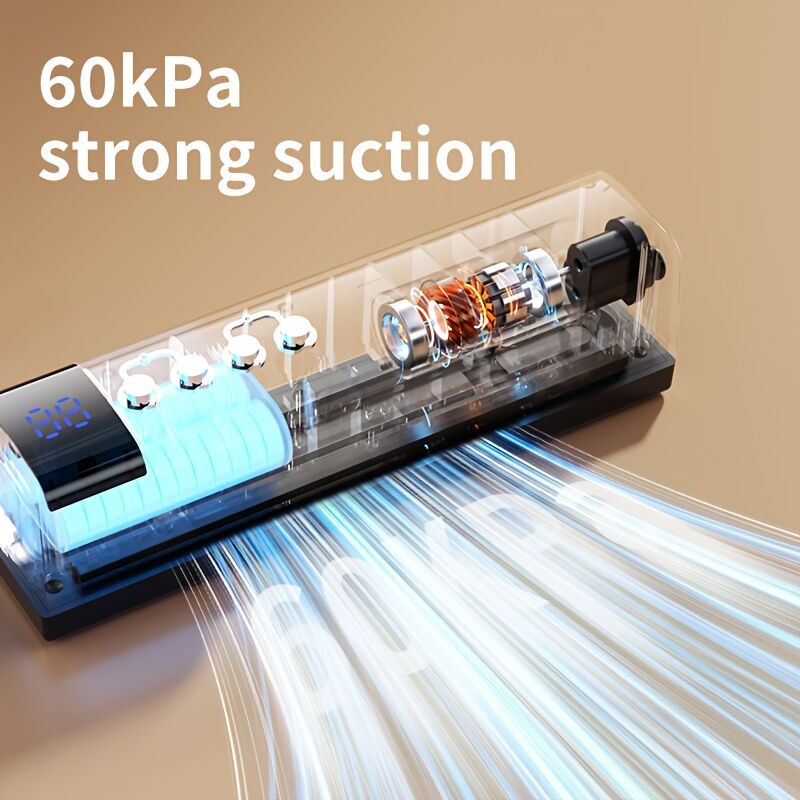 **1pc black Portable Wireless Vacuum Sealer|USB Charging Compact Design, One-Touch Sealing for Long-Lasting V1102-ZKFKJ002