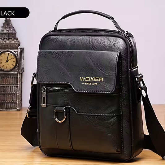 Men's retro crossbody bag (black) : High quality with multiple compartments, practical and versatile. It is V1105-YABB-03