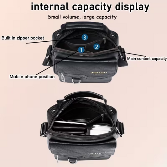 Men's retro crossbody bag (black) : High quality with multiple compartments, practical and versatile. It is V1105-YABB-03