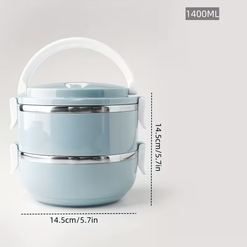 Two-layer circular lunch boxes, stainless steel insulated lunch containers, covered storage containers, V1105-YACH-001