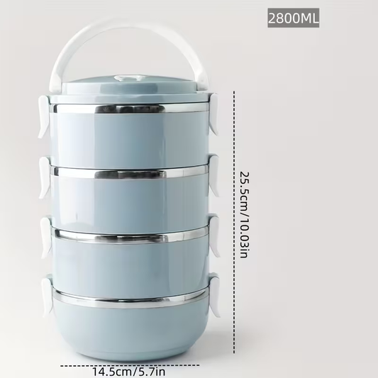 Four-layer circular lunch box, stainless steel insulated lunch container, lid-equipped storage container, V1105-YACH-002