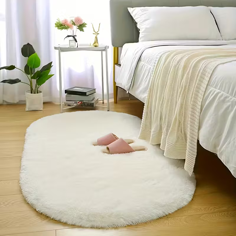 Oval Rug 80x160cm Soft Polyester Floor Mat Non-Slip Bedside & Living Room Carpet Ash Grey V1105-YADD-002