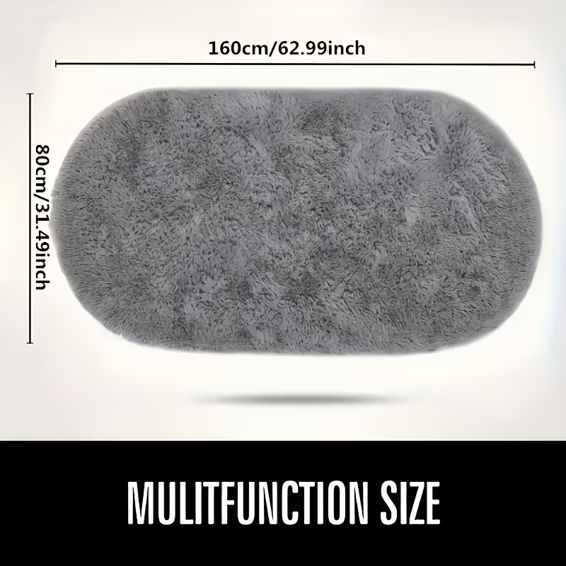 Oval Rug 80x160cm Soft Polyester Floor Mat Non-Slip Bedside & Living Room Carpet Ash Grey V1105-YADD-002