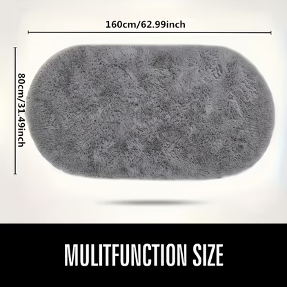 Oval Rug 80x160cm Soft Polyester Floor Mat Non-Slip Bedside & Living Room Carpet Ash Grey V1105-YADD-002