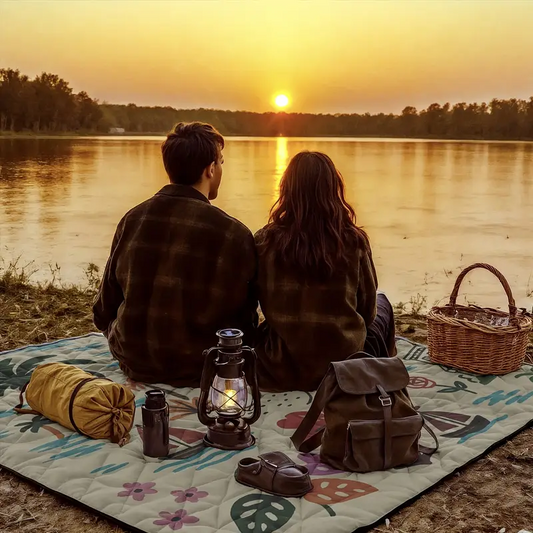 Extra-large 198.12x198.12 cm foldable picnic mat with portable rope. Soft padding design, floral and fruit V1105-YAHWT-01