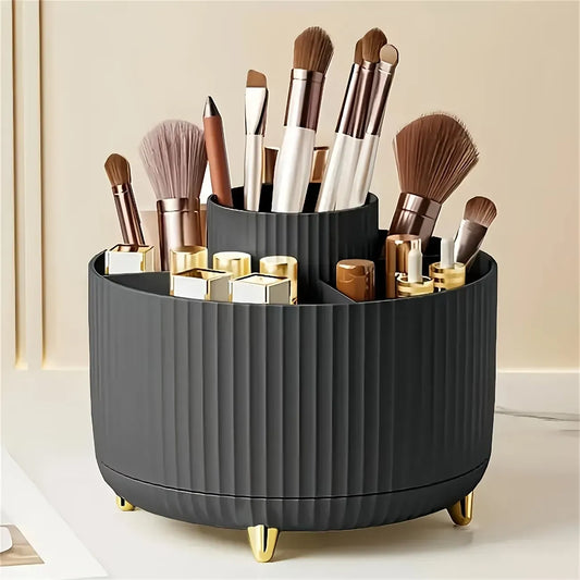 360-degree rotating makeup product storage box (black) - 1 plastic makeup storage box with 5 compartments V1105-YAHZH-01