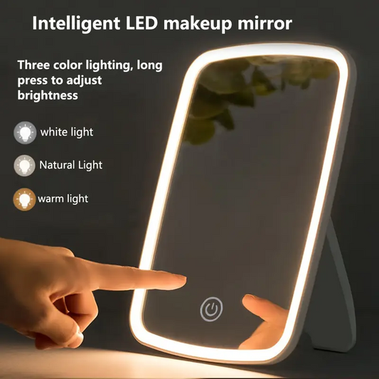 Portable LED light strip makeup mirror, very suitable for home, travel and office use. High-definition mirror V1105-YAHZJ-001