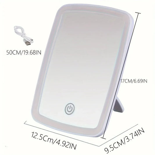 LED Makeup Mirror with Lights, 3 Color Lighting, Adjustable Brightness, Foldable Travel Vanity Mirror, USB V1105-YAHZJ-02