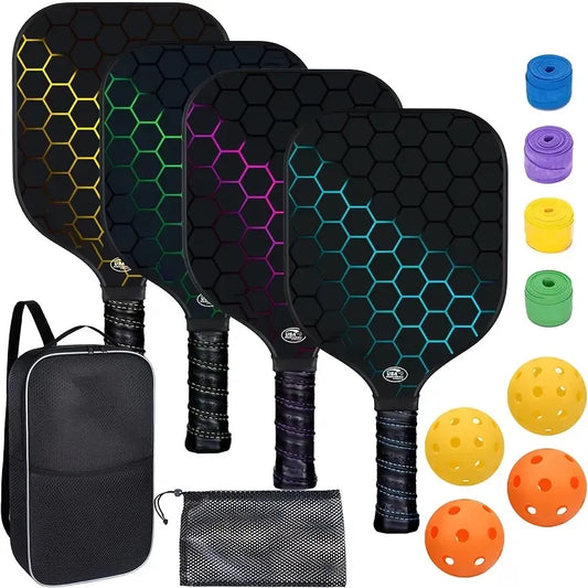 2 rackets, 4 balls, Pidike racket set (purple), fiberglass graphite Pidike racket set, ball equipment V1105-YAPKQP-01