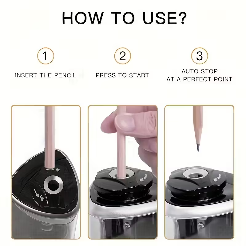 Electric pencil sharpener, Desktop automatic pencil sharpener, Office supplies V1105-YAQB-001
